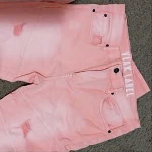 Pink ripped vlak label jeans